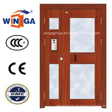 Son-Mother Swing Exterior Entrance Security Steel Glass Door (W-GD-21)